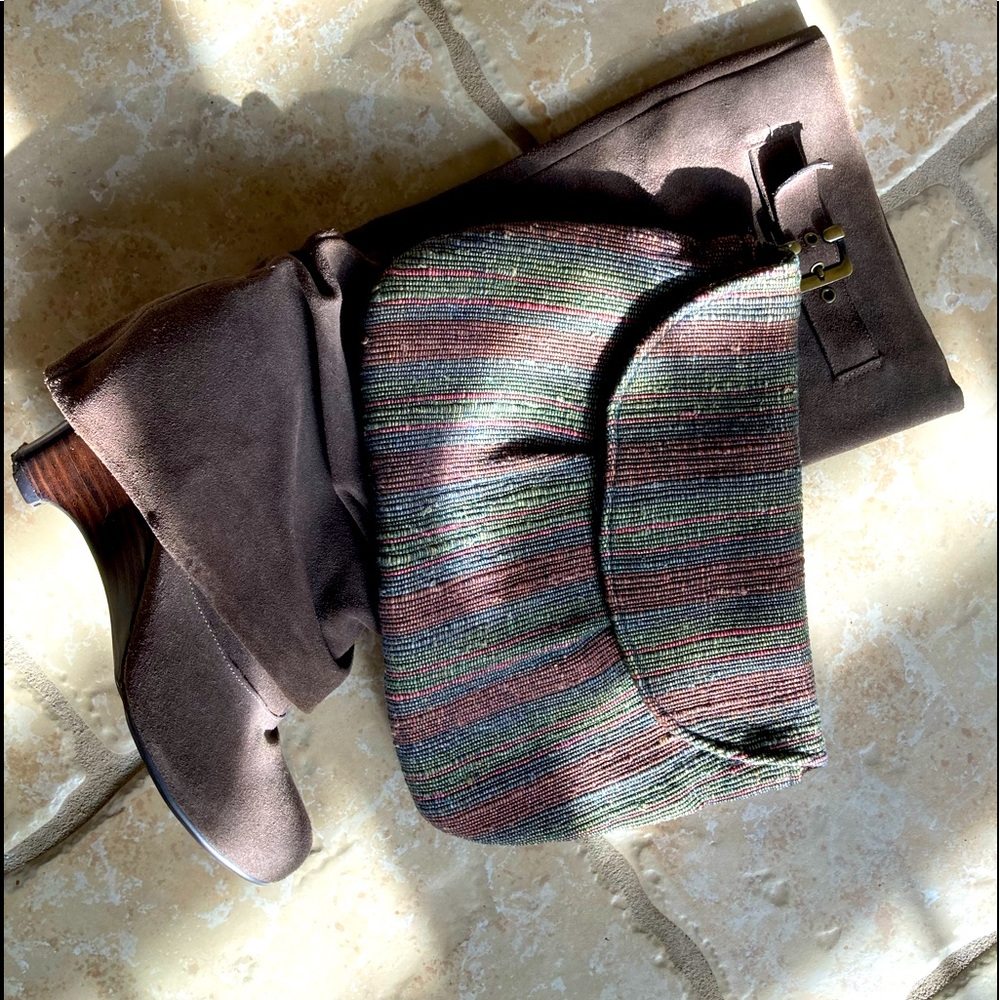 Naughty Monkey boots with a Vintage Rappi Woven Clutch